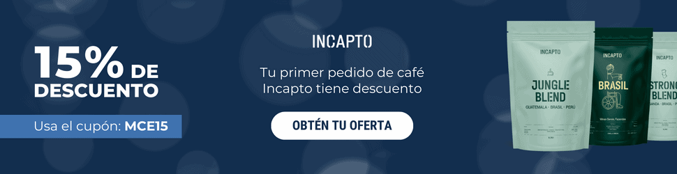 Cupón de descuento del 15% en el primer pedido de café Incapto